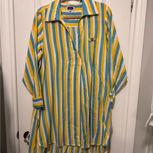 Striped Yellow and Blue Swim Coverup